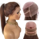 Dark Reddish Brown Human Hair Full Lace Wig/ 180% Density Ponytail Human Hair Wig For Daily Wear/ Straight Updo Brown Full Lace