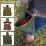 PU Leather Canvas Bushcraft Bag Canvas Foraging Pouch for Hiking, Buckle Duty Tool Pouch with Drawstring for Outdoors Camping