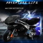 KAWOSEN 2 Stroke Pull Start 49CC Motorcycle Mini Pocket 120kg Load Bike 2 Wheel Adult Children Motor Multi-Color CAMM01-BLACK