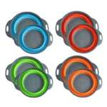 1/2pcs Silicone Round Folding Vegetable Fruits Washing Drain Basket Colander Strainer Collapsible Drainer Kitchen Accessories