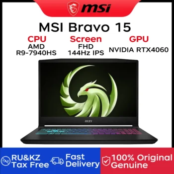 2024 MSI Bravo 15 Gaming Laptop 15.6 Inch FHD 144Hz IPS Screen Netbook AMD Ryzen R9-7940HS 16GB 1TB RTX4060 Gaming Computer PC