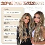kf-S46dec5afb69e4c3dbda49f9c755ca974M-Snoilite-Synthetic-Blonde-Highlights-24-Inches-Wave-Clip-In-Full-Head-4-Pieces-Heat-Resistance-Real