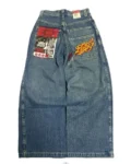 JNCO Vintage Jeans Y2K New Harajuku Hip Hop Letter Embroidered Baggy Jeans Denim Pants Men Women Goth High Waist Wide Trousers