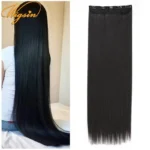 WIGSIN Synthetic Long Straight Invisible Clip in One Piece Hair Extension 80cm/100cm Black Brown Hairpiece for Women