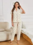 kf-Scc08ba4bcfbb49f8aca062102270fe8fh-Cherry-Print-Textured-Pajama-Set-Casual-Short-Sleeve-Buttons-Lapel-Top-Elastic-Pants-Women-s-Sleepwear
