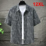 Summer Short Sleeve Shirts Men Plus Size 10XL 12XL Fashion Casual Cotton Shirts Male Big Size 12XL Aflczyu Summer Cargo Shirts