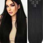 Synthetic Wig 6Pcs 16 Clips 24 Inch Wavy Curly Full Head on Double Weft Hair Extensions Dark Black For Women In Daily Party Use