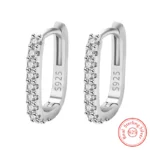 925 Sterling Silver Crystal Jewelry Fashion Zircon Circle Hoop Earrings For Woman New XY0179