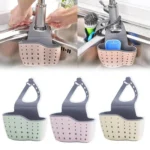 Sink Caddy Sponge Holder with Drain Hole Sink Basket Brush Holder Faucet Hanging Bag Double Decker Basket for Kitchen Sink