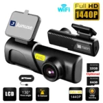 Junuse 2K 1440P HD WiFi Dash Cam for Car DVR Camera Video Recorder Auto Night Vision WDR Voice Control Wireless 24H Parking Mode