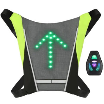 USB Reflective Vest Backpack with LED Turn Signal Light Remote Control Outdoor Sport Safety Bag Gear for Cycling Running Jogging