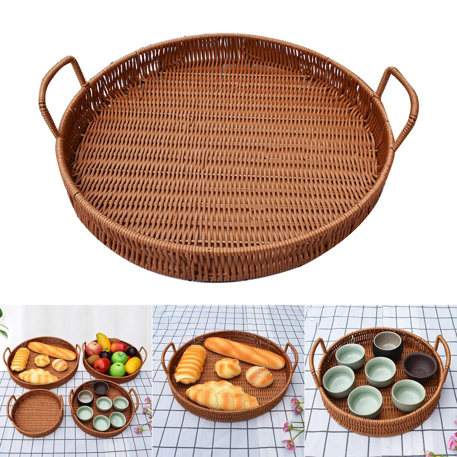 Rustic Basket Tray, Bread Fruit Snack Platter, Food Snacks Container for Cupboard Bedroom Living Room Kitchen Cabinet Rustic Basket Tray, Bread Fruit Snack Platter, Food Snacks Container for Cupboard Bedroom Living Room Kitchen Cabinet