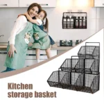 Wrought Iron Kitchen Ginger Garlic Separation Storage Box Bathroom Baskets Basket Punch-Free Drain Rectangular Storage Cosm V3I3