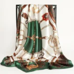 أوشحة حريرية مربعة للنساء ، ربطة رأس بشعر ورقبة للسيدات في المكتب ، قماش رأس فولارد ، وشاح رأس إسلامي ، كاتم صوت للإناث ، 90x90cm