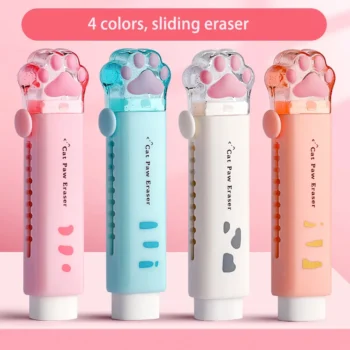 محايات مطاطية محمولة للأطفال ، تصميم دفع سحب ، مخالب قطة ، قرطاسية يابانية لطيفة ، مستلزمات مدرسية ومكتبية ، كاواي ، 1 ~