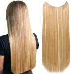 DUTRIEUX Synthetic Hair Extension Wig No Clip Long Straight Hair Invisible Fishing Line For Women Black Brown Soft Wig Piece