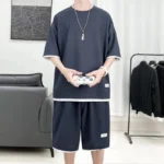kf-Se5688aff9a934dceae4bebe29b003802K-Men-s-new-waffle-summer-suit-2024-casual-T-shirt-shorts-suit-men-s-sports-suit