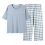 kf-Sb837f1f862da406fbc0f31e432ac6f443-Women-s-Pajamas-Loungewear-Set-New-Women-s-Summer-Short-Sleeve-Cropped-Pants-Fat-Ladies-Plus
