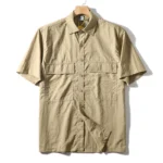 Men Clothing Japanese Simple Cargo Pocket Short Sleeve Shirt Men's Fashion Business Summer Relaxed Casual Solid Color Shirt