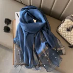 الأوشحة الحريرية للنساء ، وشاح الشاطئ الفاخرة ، الحماية من الشمس ، شال المألوف ، الكريستال مشرق ، وشاح كبير ، مسمار حبة وشاح ، صيف جديد