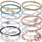 Fashion Style 100% 925 Sterling Silver Charm Bracelet For Women Sterling Silver Color Jewelry Making Friendship gifts