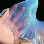 kf-S9dd1b340afae428d946df29ec12617f5i-1-Yard-Blue-Lace-Fabric-Pleated-Mermaid-Effect-Laser-Neon-Luster-For-Women-Dress-15CM-Wide