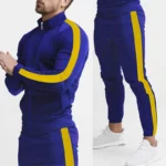 2024 cross-border Europe, America, autumn and winter new casual men's sports suit color matching men's clothing