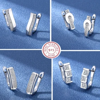 925 Sterling Silver Jewelry Women Fashion Cute Tiny Clear Crystal CZ Stud Earrings Gift for Girls Teens Lady New