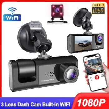 3Channel 1080P Car Dvr WIFI Dash Cam for Cars Recorder Video Front Camera for Vehicle Rear View Camera Black Box Car Accsesories
