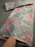 2024 Hot Sale African Brocade Lace Fabric Nigerian Jacquard Lace Fabric Organza Lace For Evening Prom Women Dresses TY3466