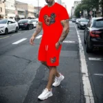 Hot selling, fashionable and fashionable men's suit, sportswear short sleeved T-shirt+sports shorts, summer casual jogging set,