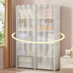 kf-S46a71861d1e8438a841383ce59642917S-Multi-layer-Storage-Rack-Dustproof-Wardrobe-Storage-Cabinet-Multifunctional-with-Curtains-Portable-Multipurpose-Organizing-Shelf