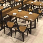 Solid wood wrought iron restaurant restaurant retro dining industrial wind bar barbecue table leisure dining table kitchen
