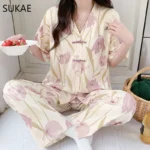 kf-Sf562010184a14b7b8f647e6bedcb9d649-SUKAE-Women-Pajamas-Set-Summer-Faux-Cotton-Sleepwear-for-Girl-Leisure-New-Chinese-Style-V-neck