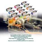 14 Colors 30ml/bottle Tattoo Ink Set Tattoo Ink Set Tattoo Ink Set Professional Kit for Artist Hobbyists Novice Practice