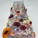 1 Yards White 3D Lace Flowers Latest African Lace Styles French Party Lace Fabrics Tulle Nigerian Lace Fabrics For Bridal