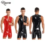 kf-S75448ed24ac04fd786439f5a50213325J-Men-s-Shiny-Patent-Leather-Sleeveless-Zip-Up-Bodysuit-Exotic-Costume-Rave-Party-Clubwear-for-Pole