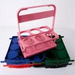 Wine Bottle Rack 6 Pack Foldable Reusable Shatterproof Wine Basket Solid Color Plastic Portable Handheld Beer Rack For Bar KTV