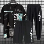 Trendy short-sleeved t-shirt youth quick-drying sports shorts three-piece summer men's casual thin student suit