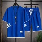 kf-Sd85220a12d014ffc8a30eaae13c2da8fj-2024Summer-Men-s-Waffle-Sets-Casual-T-Shirt-And-Shorts-Set-Male-Sports-Suit-Solid-Color