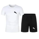 New summer fashion casual breathable quick drying outdoor men's suit Sportwear men's cotton T-shirt + sports breathable shorts s