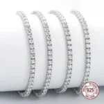 Pure Silver Of 17.5-18CM Tennis Bracelet Jewelry 2-4mm 5A CZ Eternal Gift For Wife Stunning Real 925 Jewellery