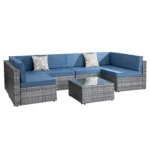 Custom 7 Pieces Outdoor Sectional Wicker Furniture Set Patio Furniture Set