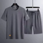 Summer Men's Casual Suit Short Sleeve Shorts 2-piece Set Round Neck Sports Wear Loose-fit Men's Clothing