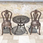 Outdoor Iron Art Tea Table, Cast Aluminum Table and Chair Combination Three to Five Piece Set, Outdoor Balcony, Garden, Courtyar