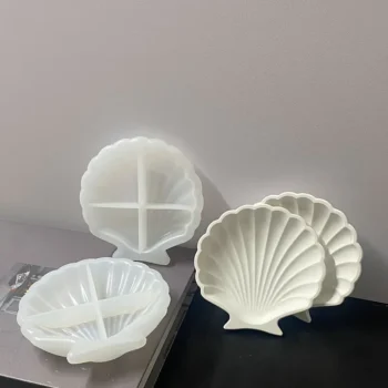 Shell Dish Silicone Mold DIY Epoxy Resin Gypsum Jewelry Dish Plate Storage Tray Mold For Concrete Cement Plaster Making Craft