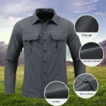 Men's Lightweight Quick-Drying Shirt Tactical Casual Military Long-Sleeved Cargo Shirt Breathable Sport Sunscreen Top T-Shirt