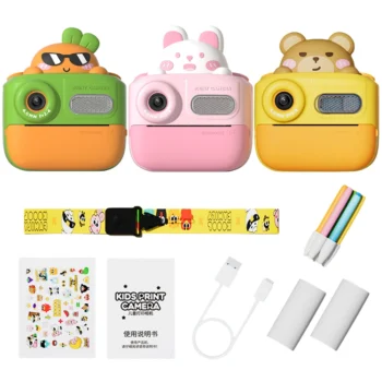 كاميرا رقمية عالية الدقة مع فيلم وملصقات للأطفال ، طباعة فورية ، طباعة حرارية ، صور ، فيديو ، ألعاب ، ع