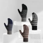 قفازات منسوجة بشاشة لمس قطيفة للرجال ، إصبع منقسم ، بارد ، دافئ ، شتوي