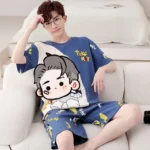 kf-S5edbe97c2b404015a3d8d4d2694c1553z-Summer-Pajamas-Loungewear-Set-Men-s-Youth-Sports-Short-Sleeve-Loose-Casual-Loungewear-Plus-Size-Suit